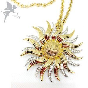 VINTAGE 1980's KJL Sunshine Spinner Long Statement Necklace